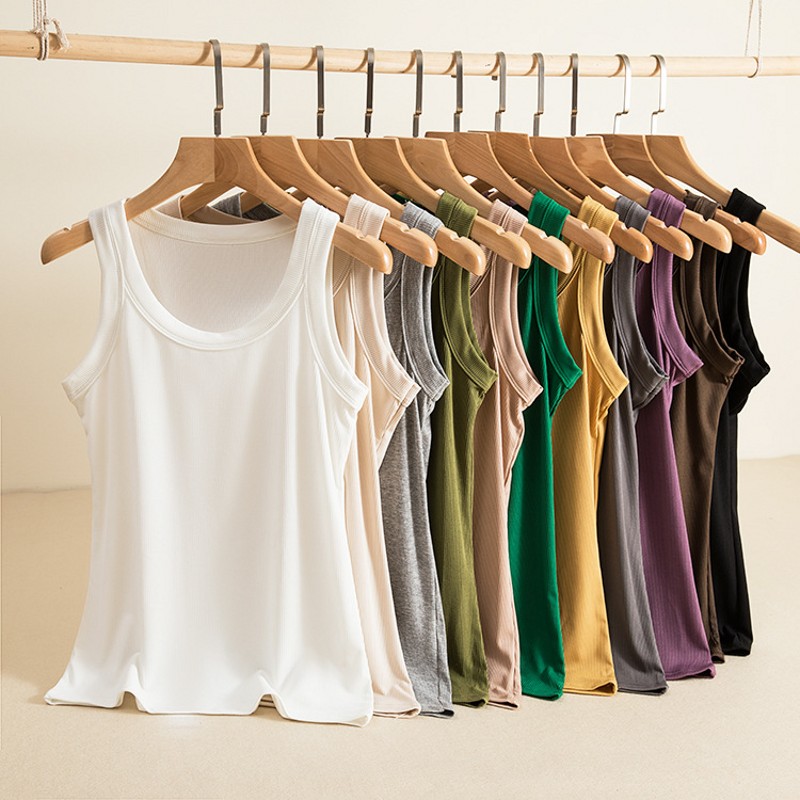 Tank Top Ribbed - Women Ribbed Tank Top O Neck