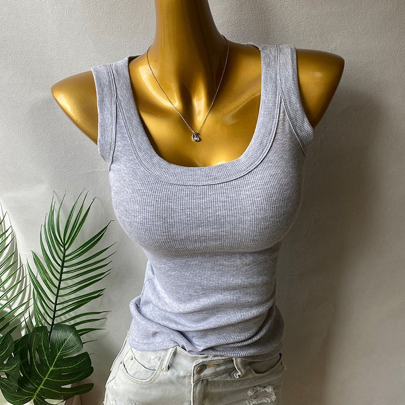 Base Layer Top - Women's Spring/Summer Thin-Base Solid Sleeveless Threaded