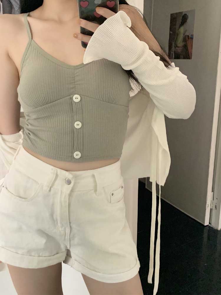 Solid color ribbed knitted cam - Tank Top Ribbed review and price
